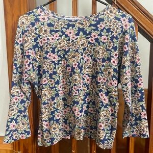 Vintage Floral Top, Women’s L Casual Spring Pretty